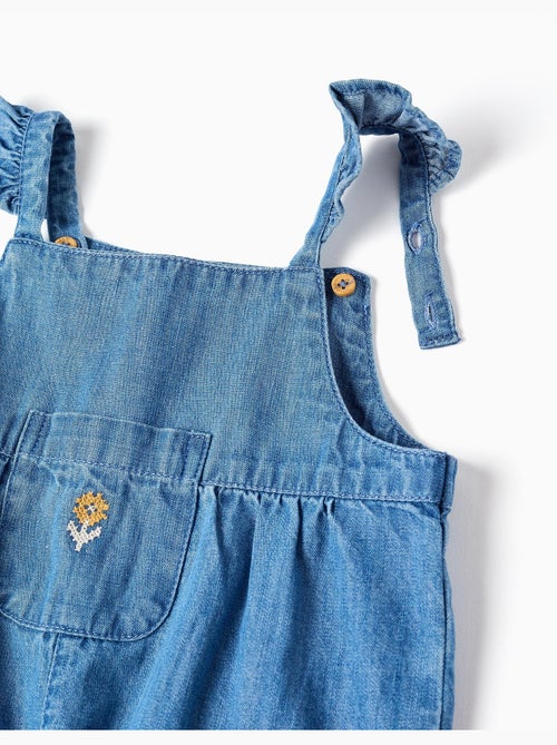 Tuta in denim senza maniche con fiore ricamato - Kiabi
