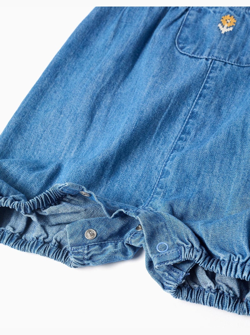 Tuta in denim senza maniche con fiore ricamato Blu Blu - Kiabi