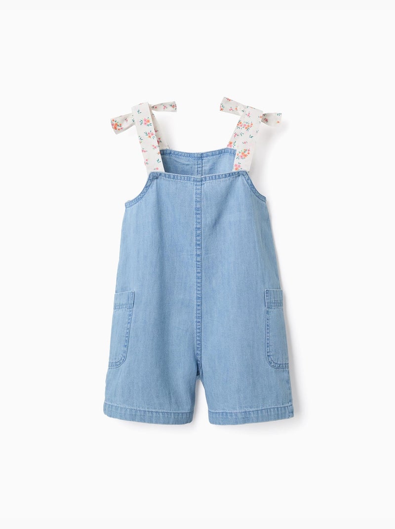 Tuta in denim senza maniche con spalline floreali Blu Blu - Kiabi