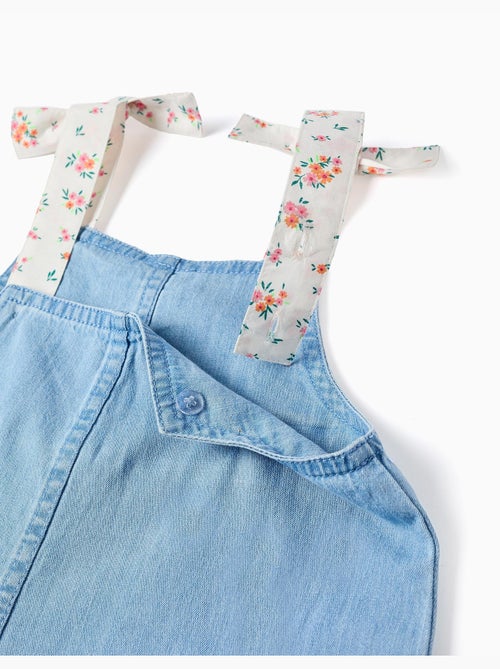 Tuta in denim senza maniche con spalline floreali - Kiabi Tuta in denim senza maniche con spalline floreali - Kiabi