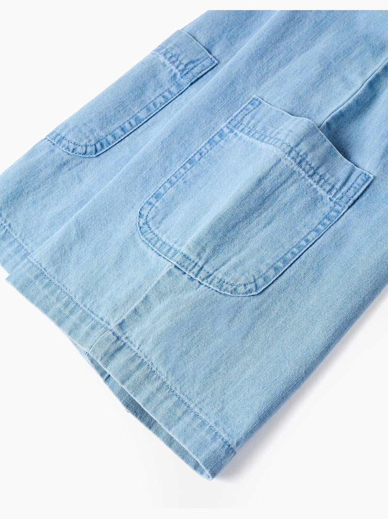 Tuta in denim senza maniche con spalline floreali Blu Blu - Kiabi