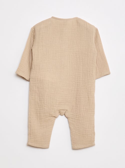 Tuta in garza di cotone con maniche lunghe - Kiabi