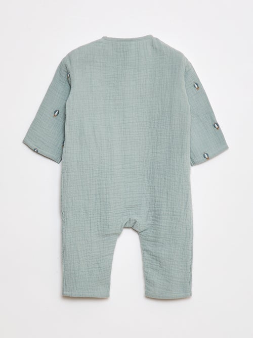 Tuta in garza di cotone con maniche lunghe - Kiabi