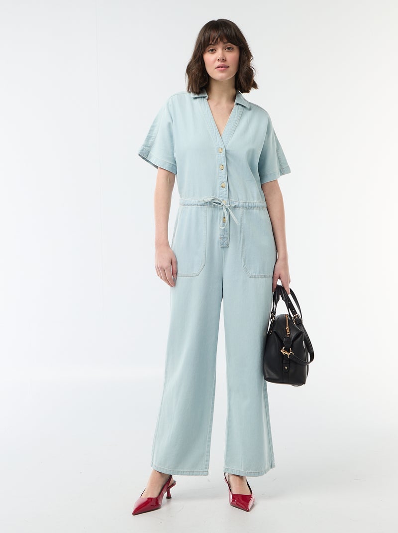 Tuta in jeans a maniche corte Blu - Kiabi