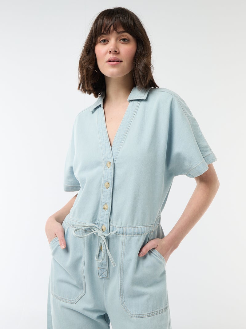 Tuta in jeans a maniche corte Blu - Kiabi