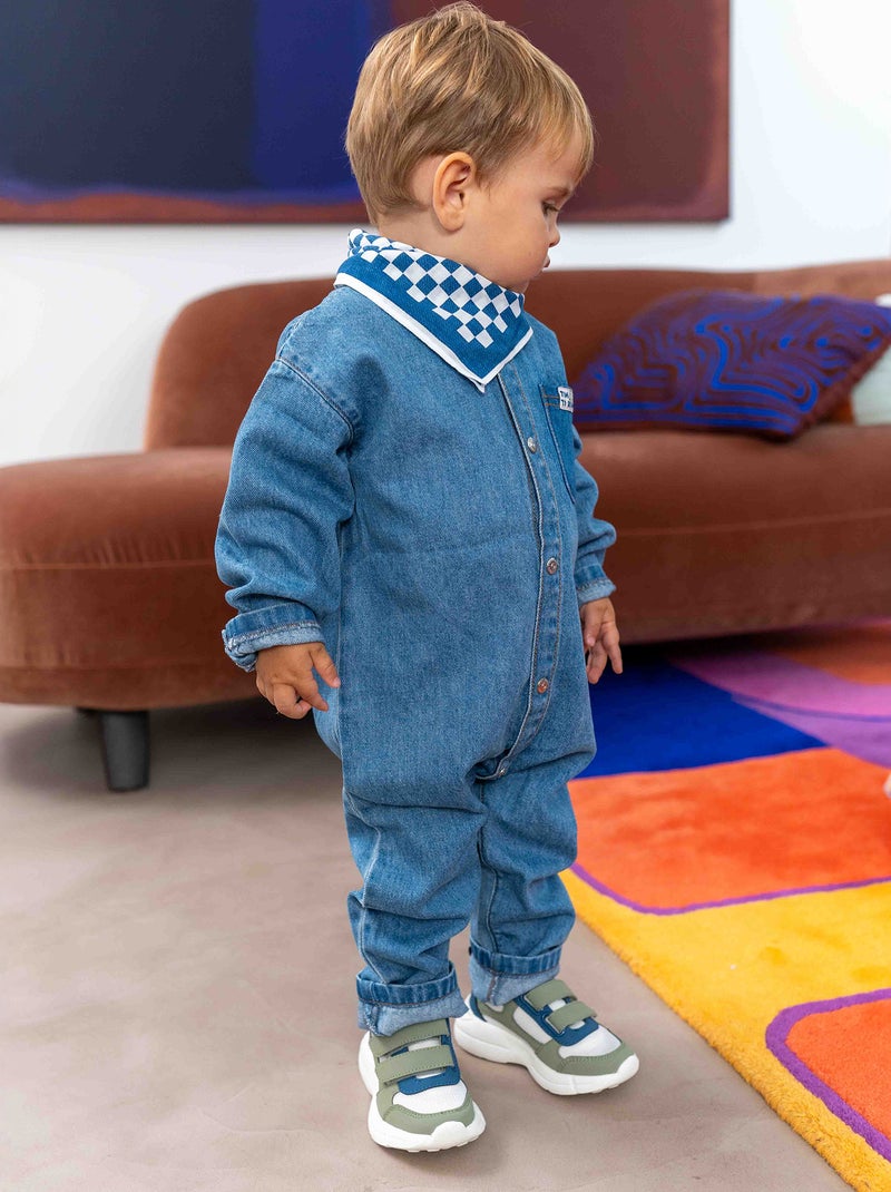 Tuta in jeans con allacciatura con automatici BLU - Kiabi