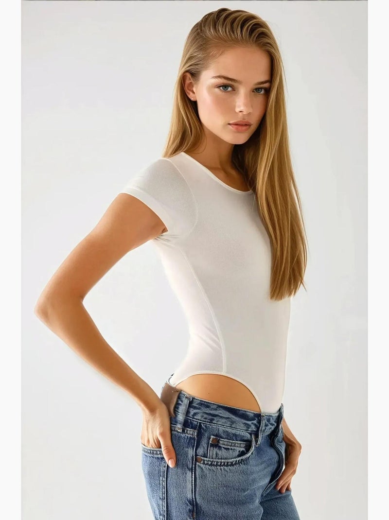 Tuta in maglia aderente con scollo rotondo hiccup Bianco - Kiabi
