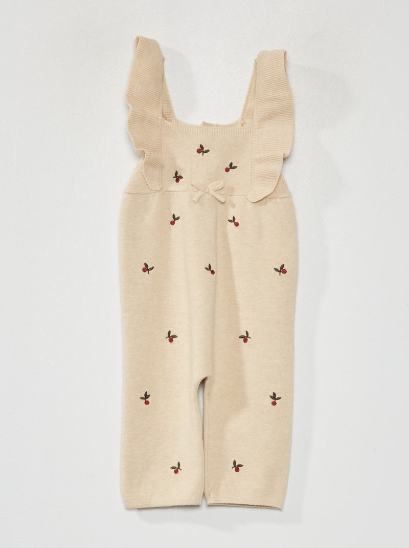 Tuta in maglia con ricamo BEIGE - Kiabi