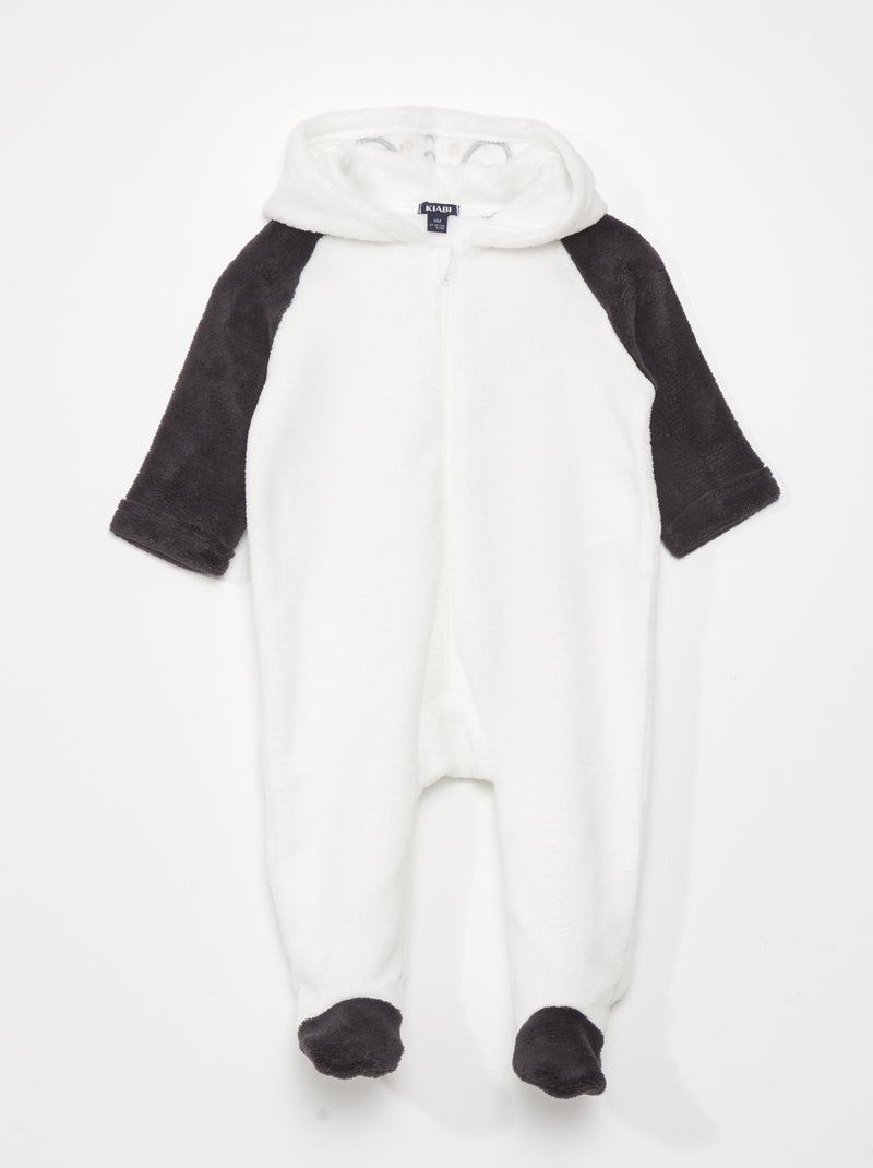 Tuta in pile con cappuccio 'panda' BIANCO - Kiabi