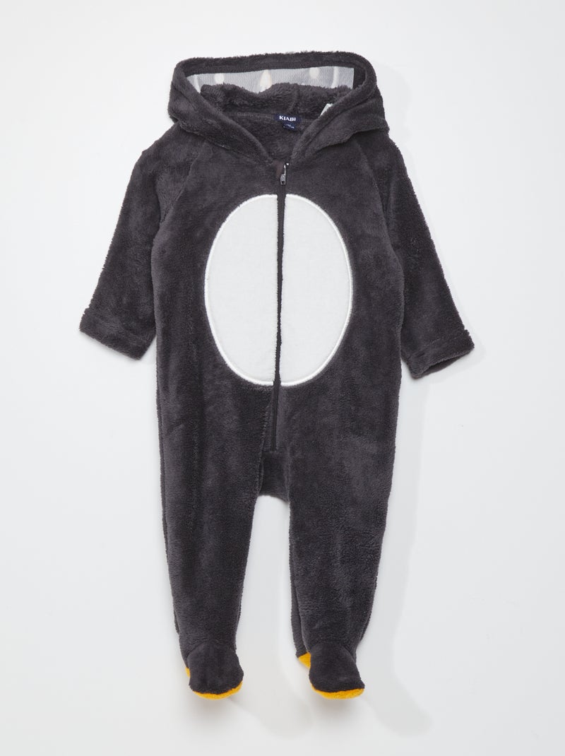 Tuta in pile con cappuccio 'panda' pinguino - Kiabi