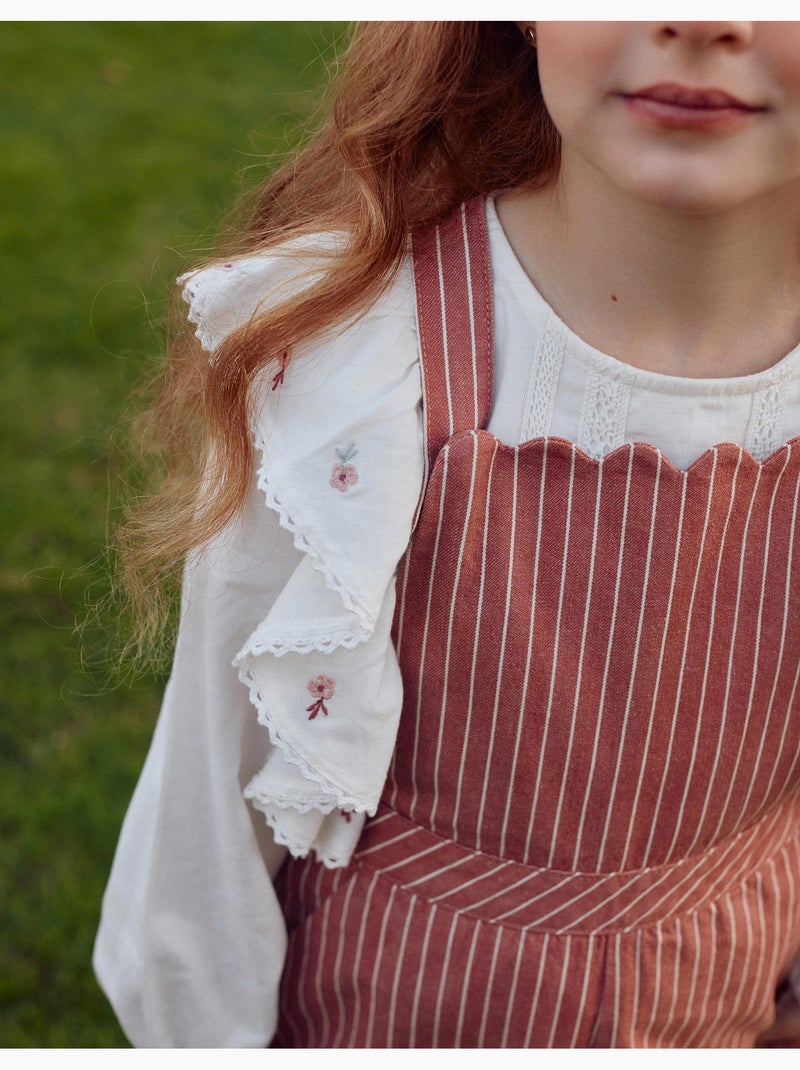 Tuta in twill di cotone con righe Rosa - Kiabi