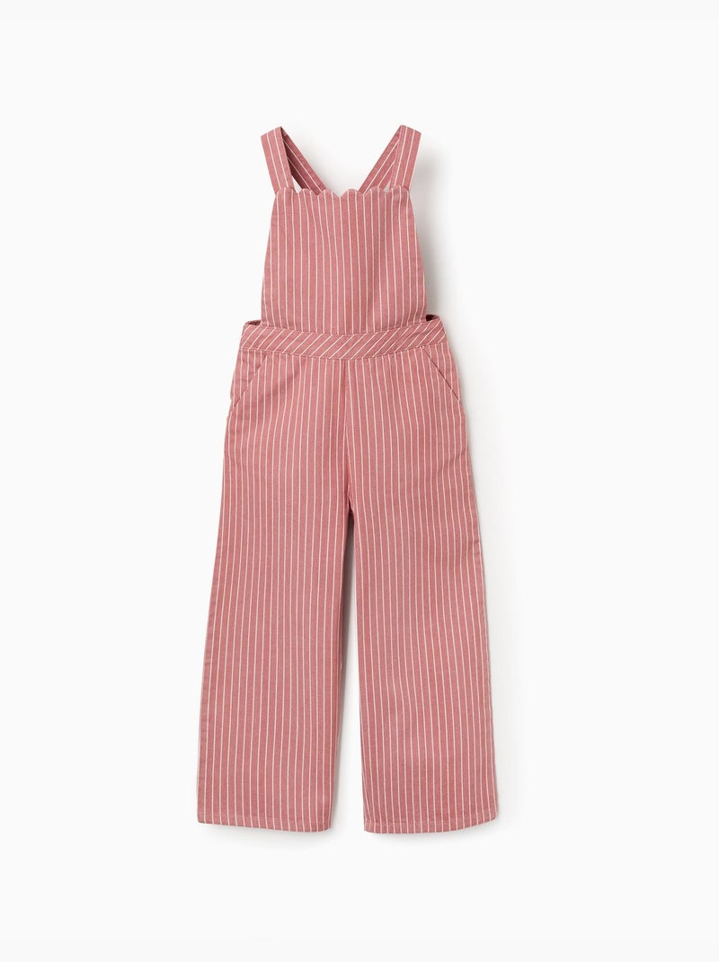 Tuta in twill di cotone con righe Rosa - Kiabi