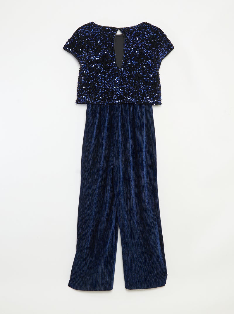 Tuta in velluto con paillettes Blu - Kiabi