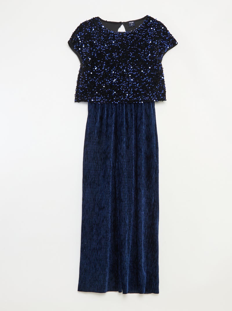 Tuta in velluto con paillettes Blu - Kiabi