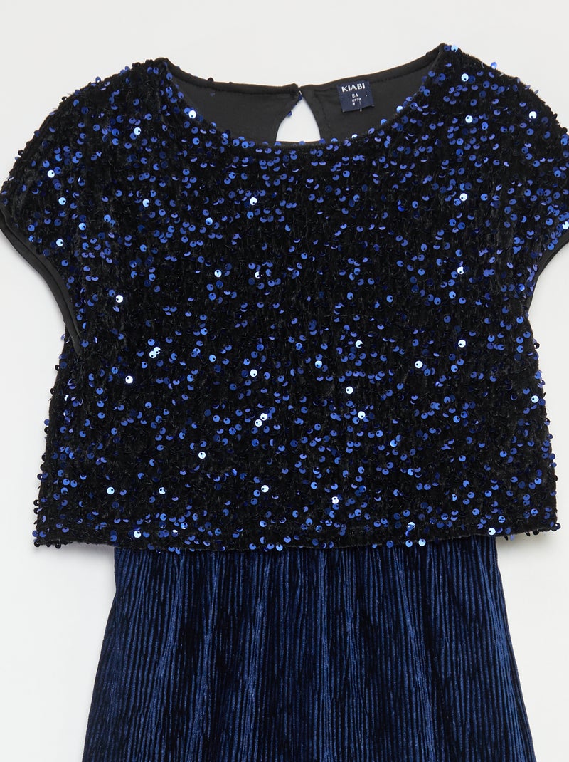 Tuta in velluto con paillettes Blu - Kiabi