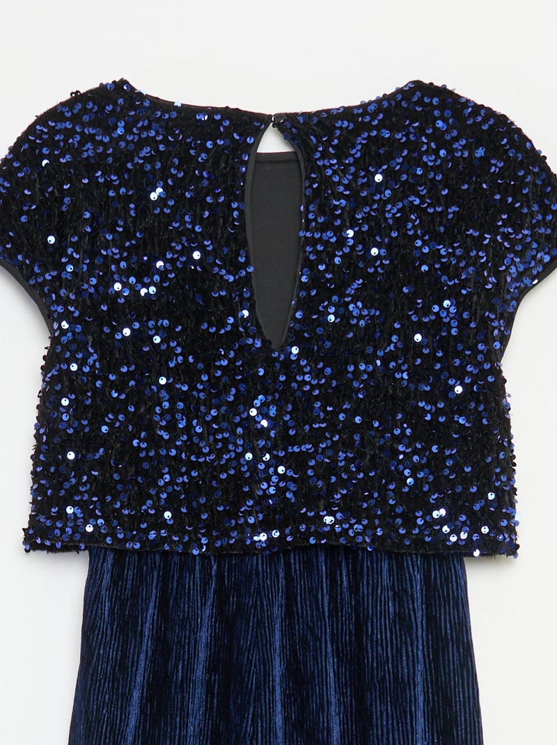 Tuta in velluto con paillettes Blu - Kiabi