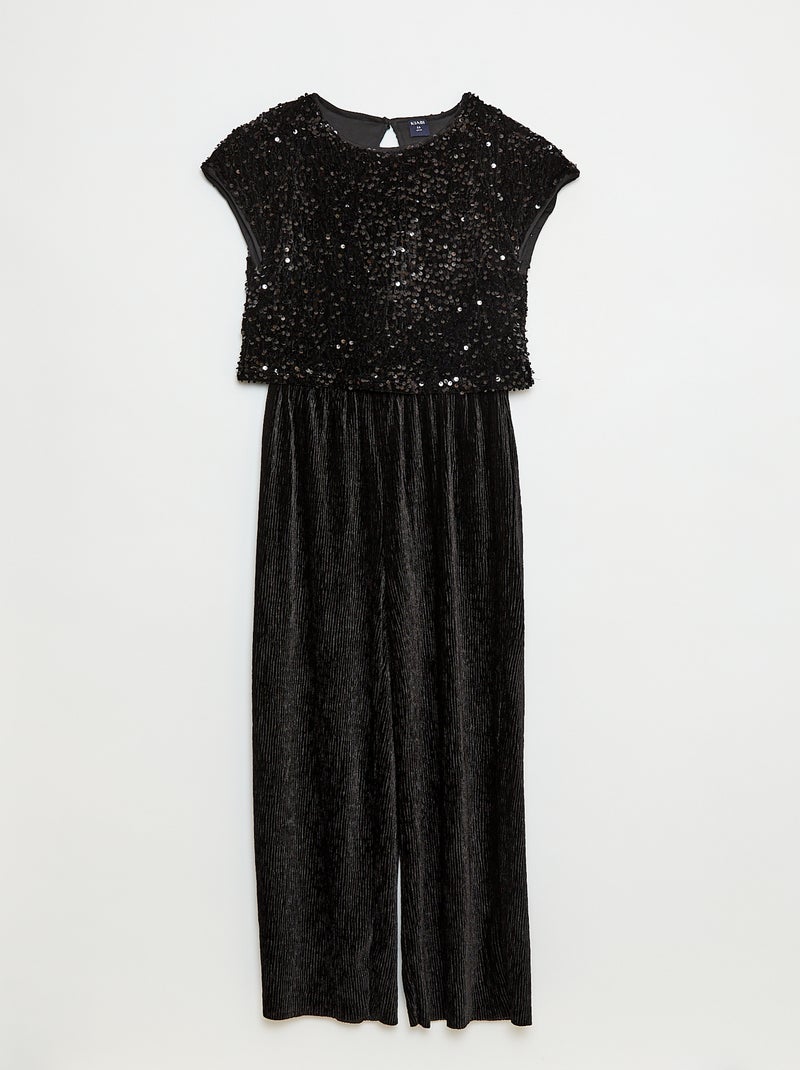 Tuta in velluto con paillettes Nero - Kiabi
