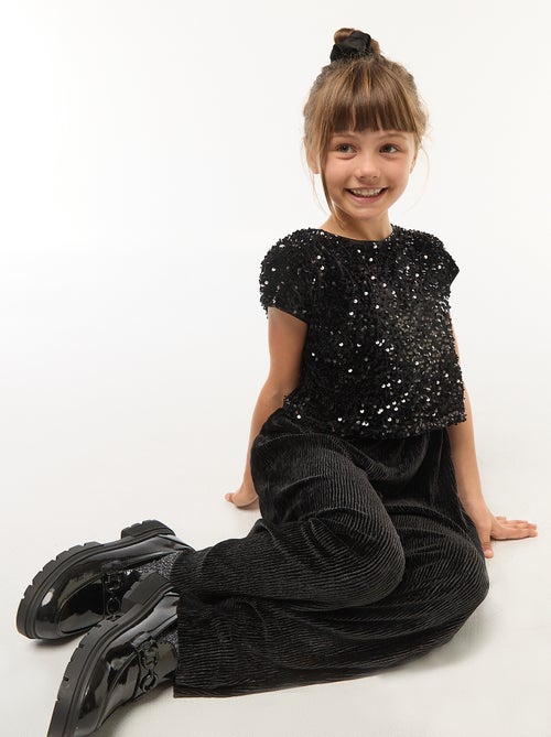 Tuta in velluto con paillettes - Kiabi