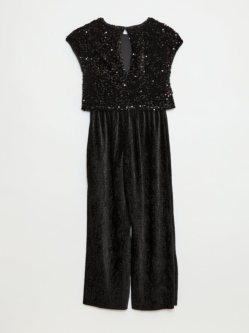 Tuta in velluto con paillettes Nero - Kiabi