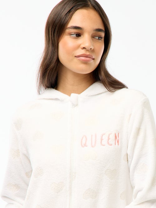 Tuta intera lunga in pile con motivo a cuore - Kiabi