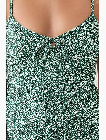 Tuta jumpsuit in maglia floreale a gamba larga con scollo a v hiccup