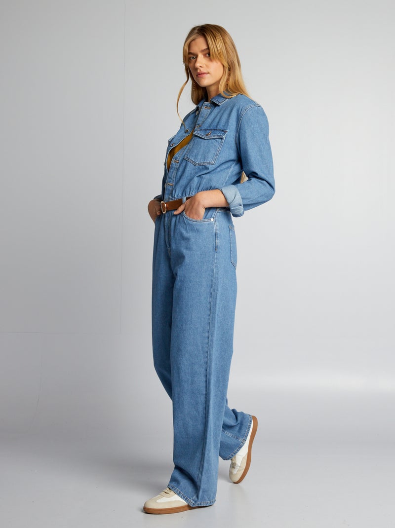 Tuta larga in jeans BLU - Kiabi