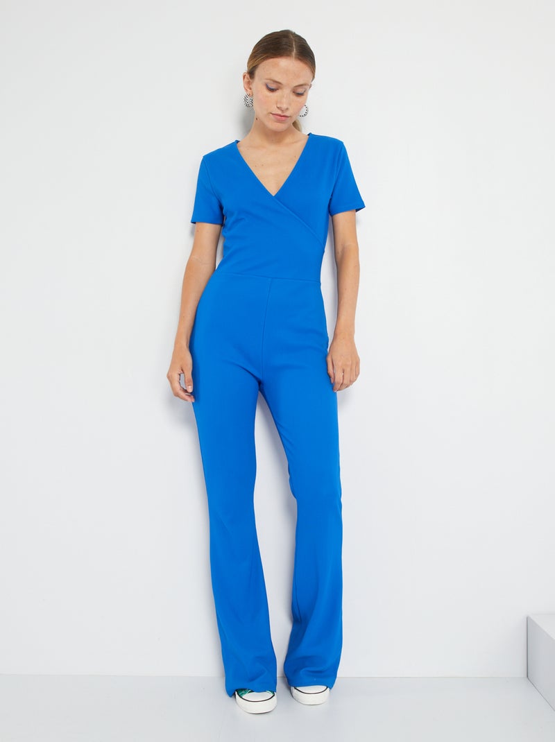 Tuta larga in maglia a coste BLU - Kiabi