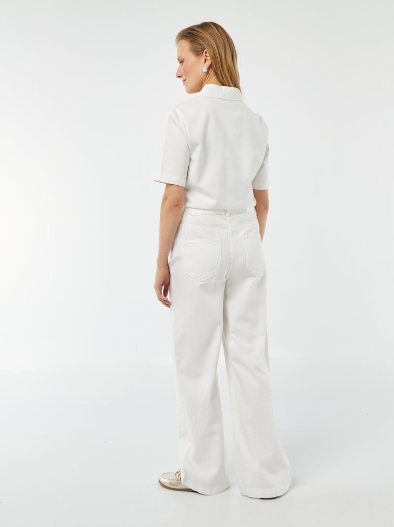 Tuta lunga a maniche corte in jeans - bianco - Kiabi