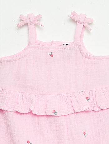 Tuta lunga con bretelle in popeline di cotone