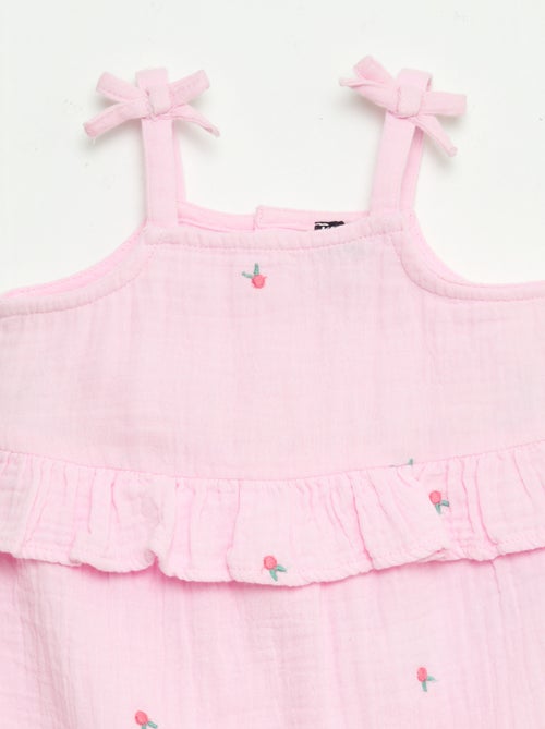 Tuta lunga con bretelle in popeline di cotone - Kiabi