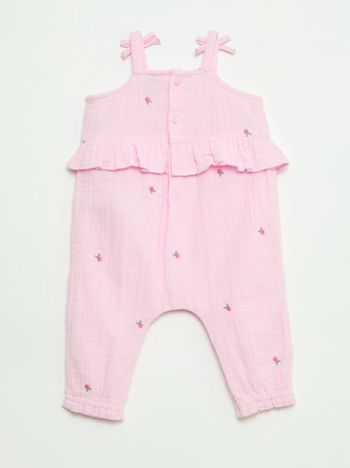 Tuta lunga con bretelle in popeline di cotone - Kiabi