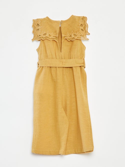 Tuta lunga con collo fantasia e cintura - Kiabi