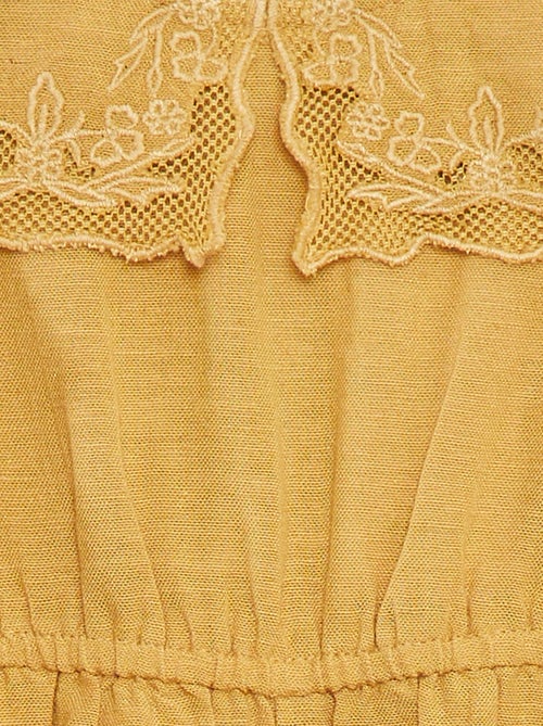 Tuta lunga con collo fantasia e cintura - Kiabi