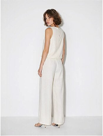 Tuta lunga in cotone a gamba ampia senza maniche lucci