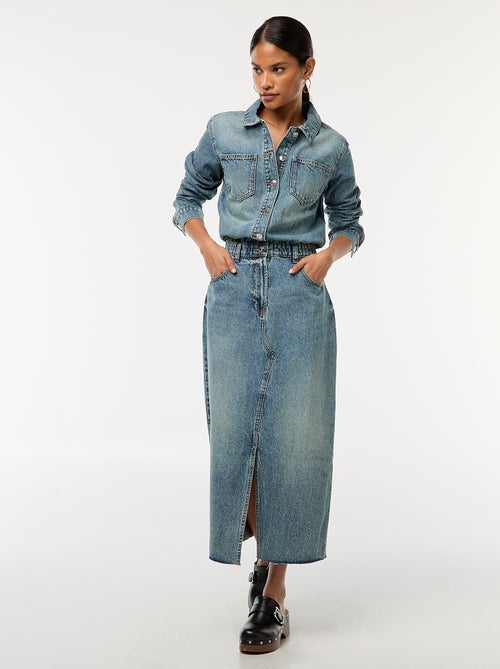 Tuta lunga in denim con apertura abbottonata - Kiabi