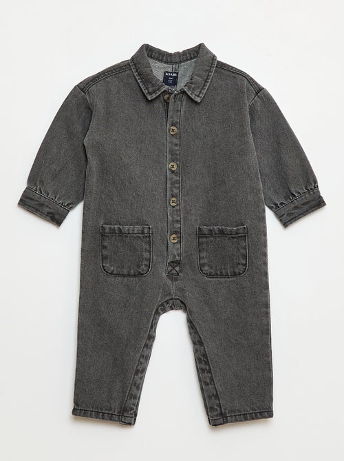 Tuta lunga in denim con apertura abbottonata - Kiabi