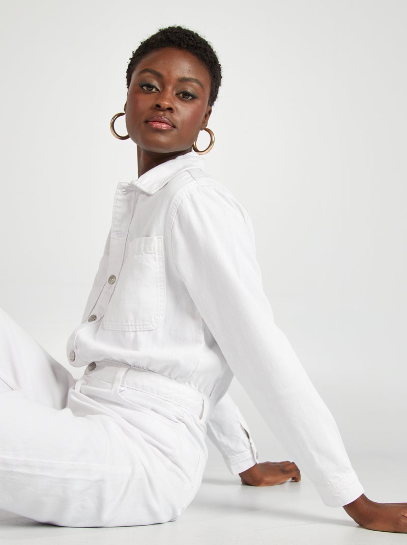 Tuta lunga in jeans bianco - Kiabi
