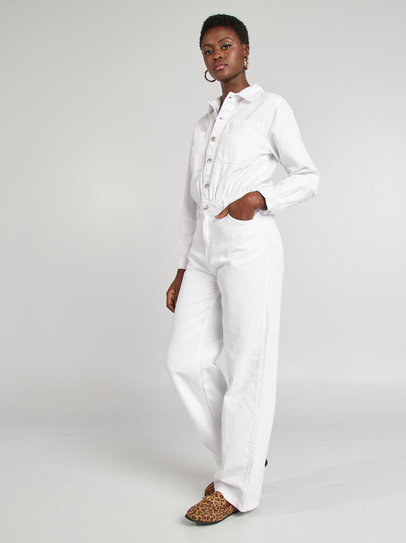 Tuta lunga in jeans bianco - Kiabi