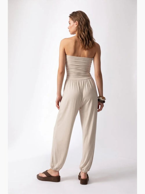 Tuta lunga in maglia con arricciatura e scollo senza spalline mixray - Kiabi