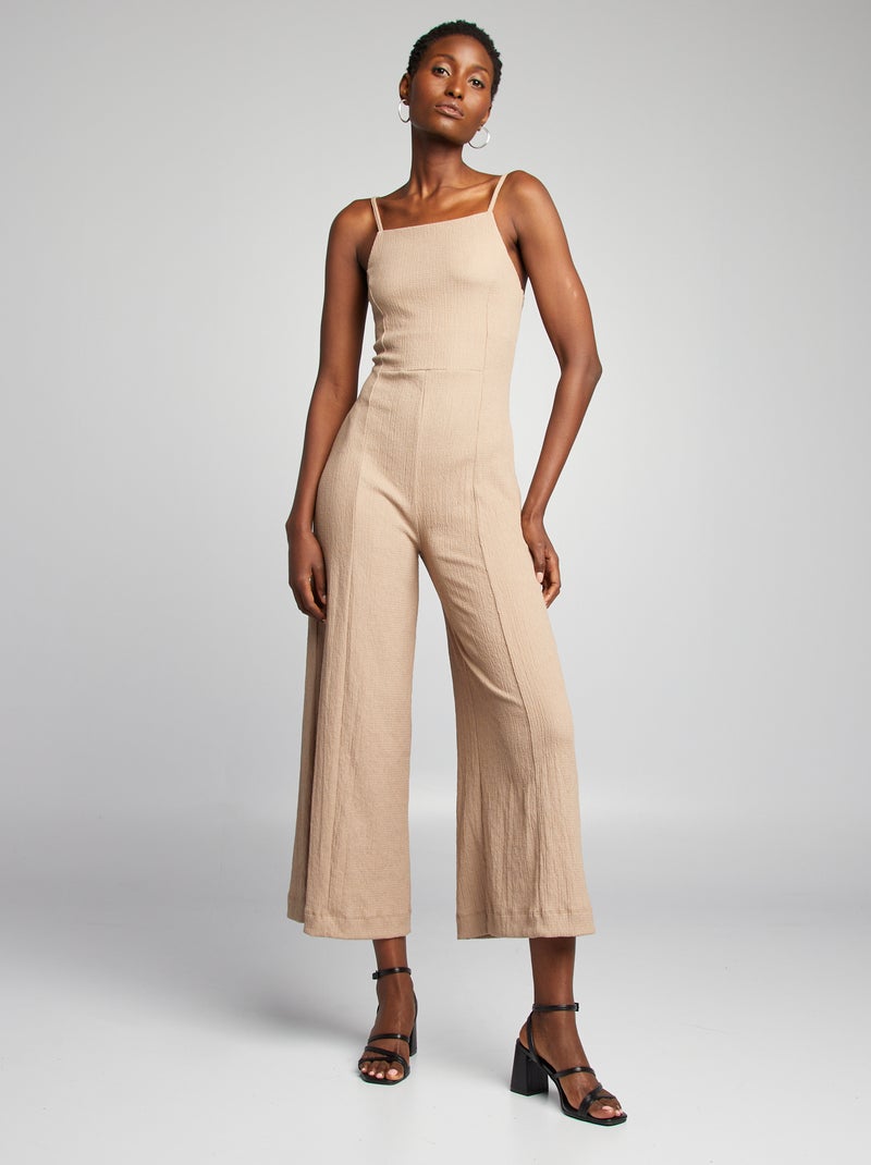 Tuta lunga in maglia goffrata BEIGE - Kiabi