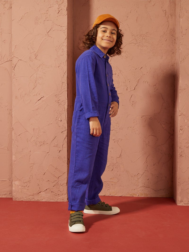 Tuta lunga in misto lino - Unisex BLU - Kiabi