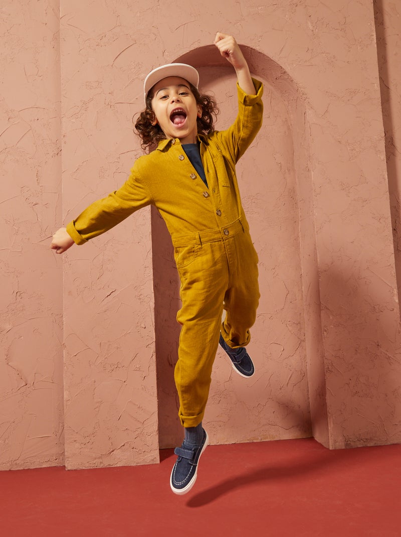 Tuta lunga in misto lino - Unisex GIALLO - Kiabi