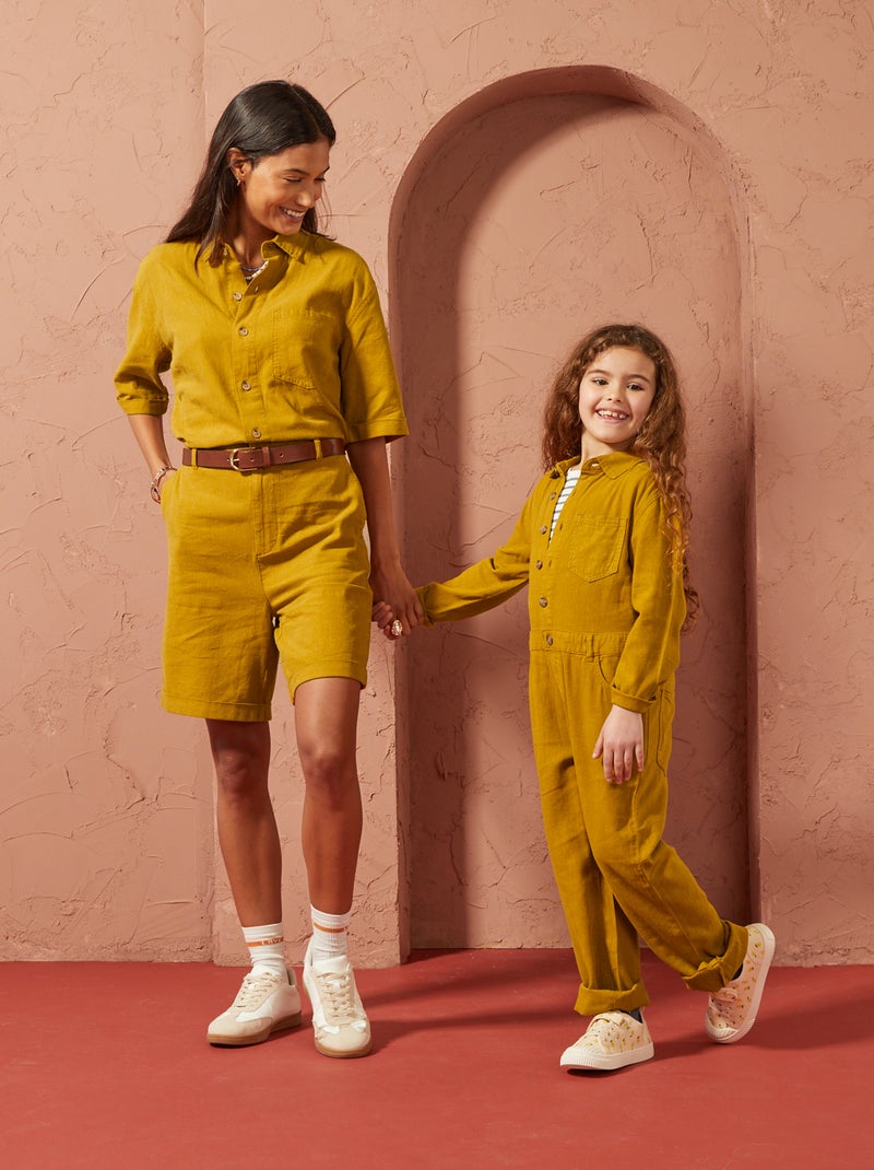 Tuta lunga in misto lino - Unisex GIALLO - Kiabi