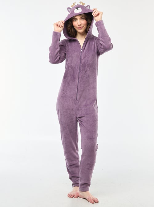 Tuta lunga in pile con motivo cerbiatto - Kiabi