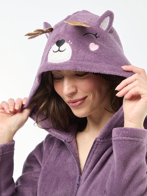 Tuta lunga in pile con motivo cerbiatto - Kiabi