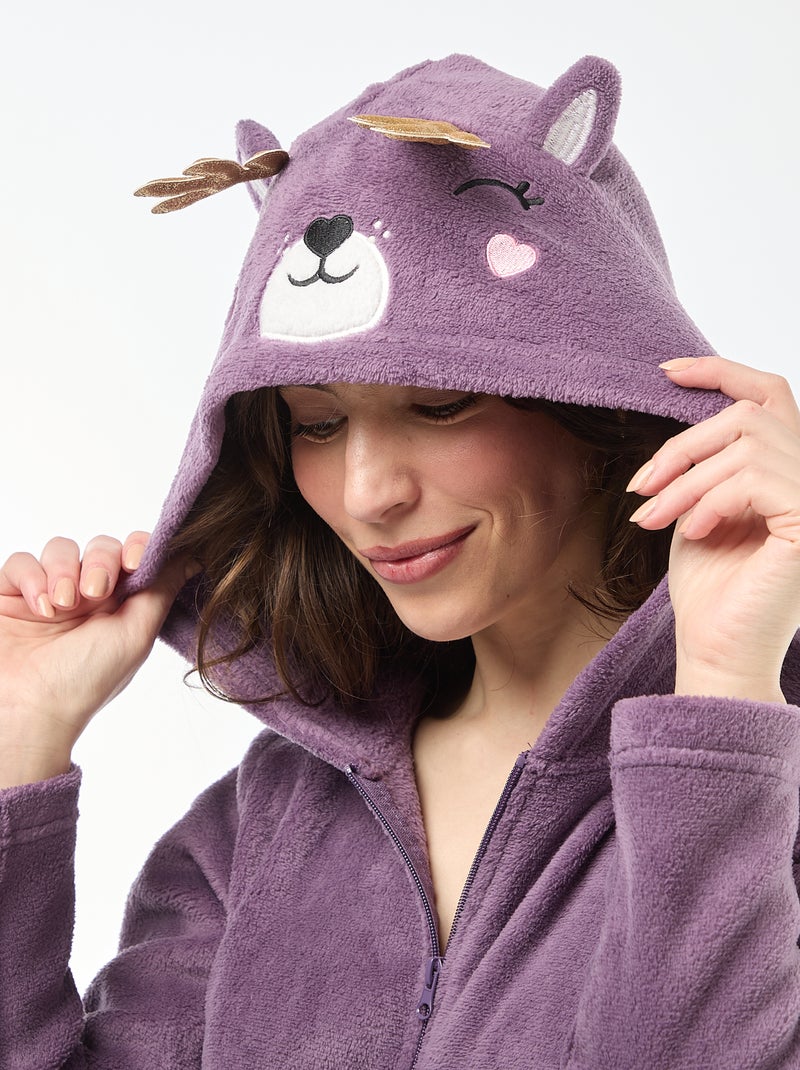 Tuta lunga in pile con motivo cerbiatto Viola - Kiabi