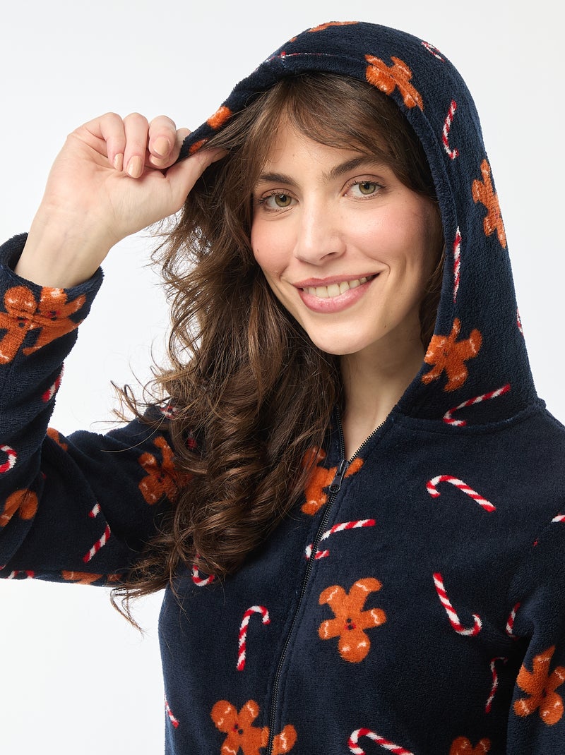 Tuta lunga in pile Pan di zenzero Blu - Kiabi