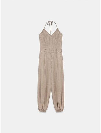 Tuta lunga in tencel con scollo halter dilvin