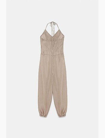 Tuta lunga in tencel con scollo halter dilvin