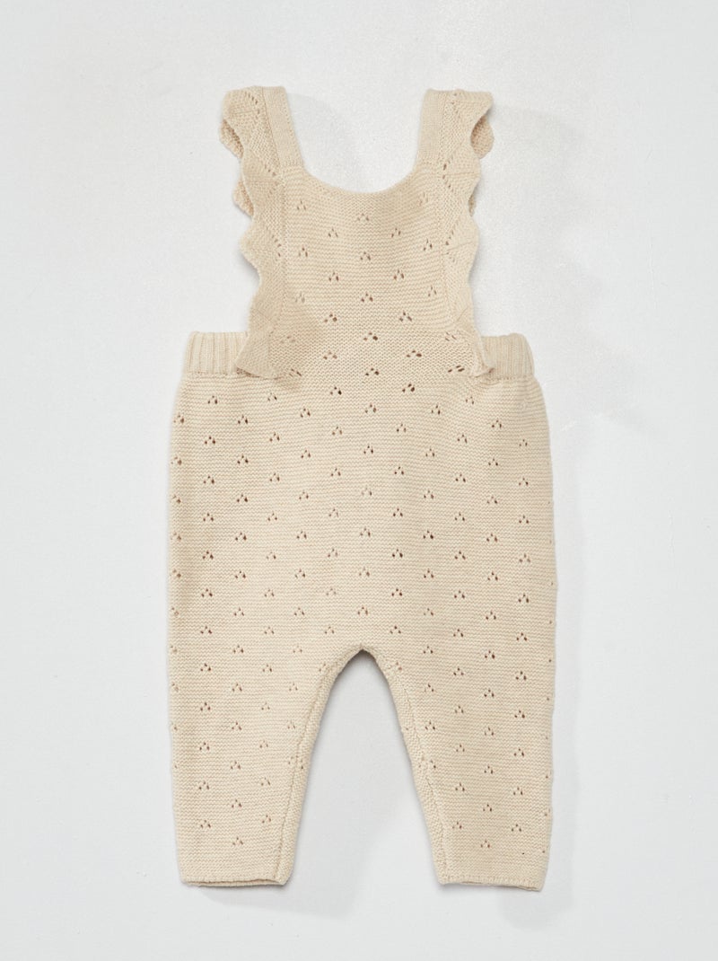 Tuta lunga lavorata a maglia con effetto volant e punto legaccio BEIGE - Kiabi